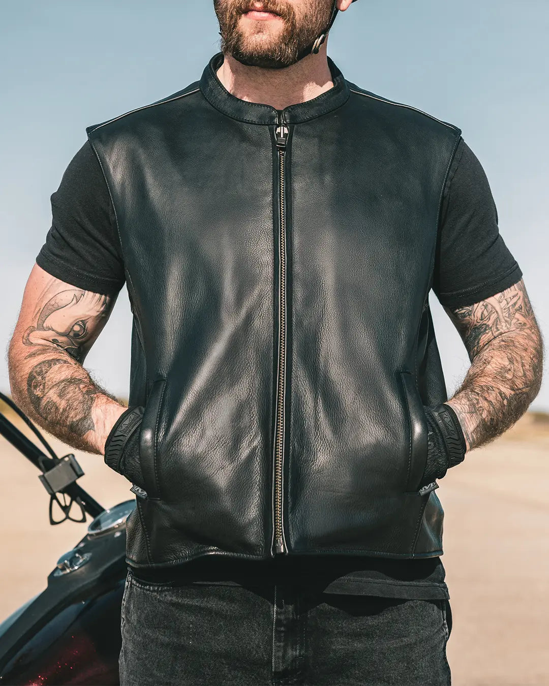 Club House Men's Leather Motorcycle Vest Men's Leather Vest Vests