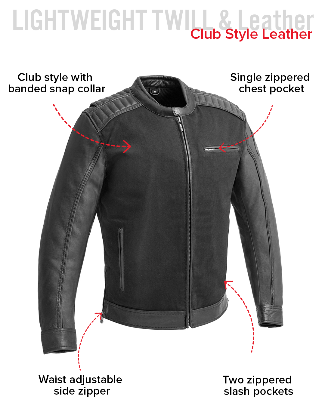 Daredevil Men's Motorcycle Twill/Leather Jacket Men's Twill Jacket Jackets