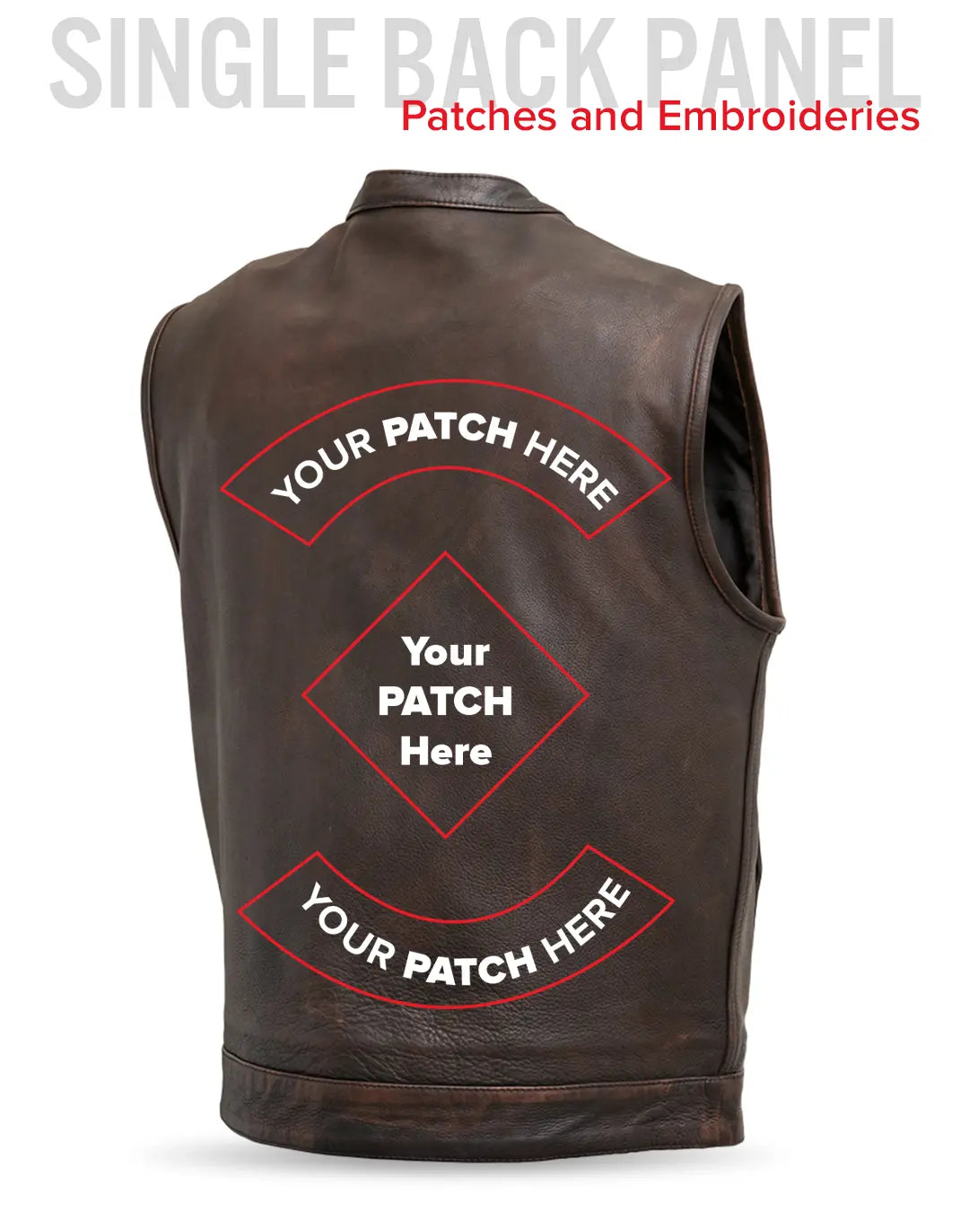 Top Rocker Men's Motorcycle Leather Vest Men's Leather Vest Vests