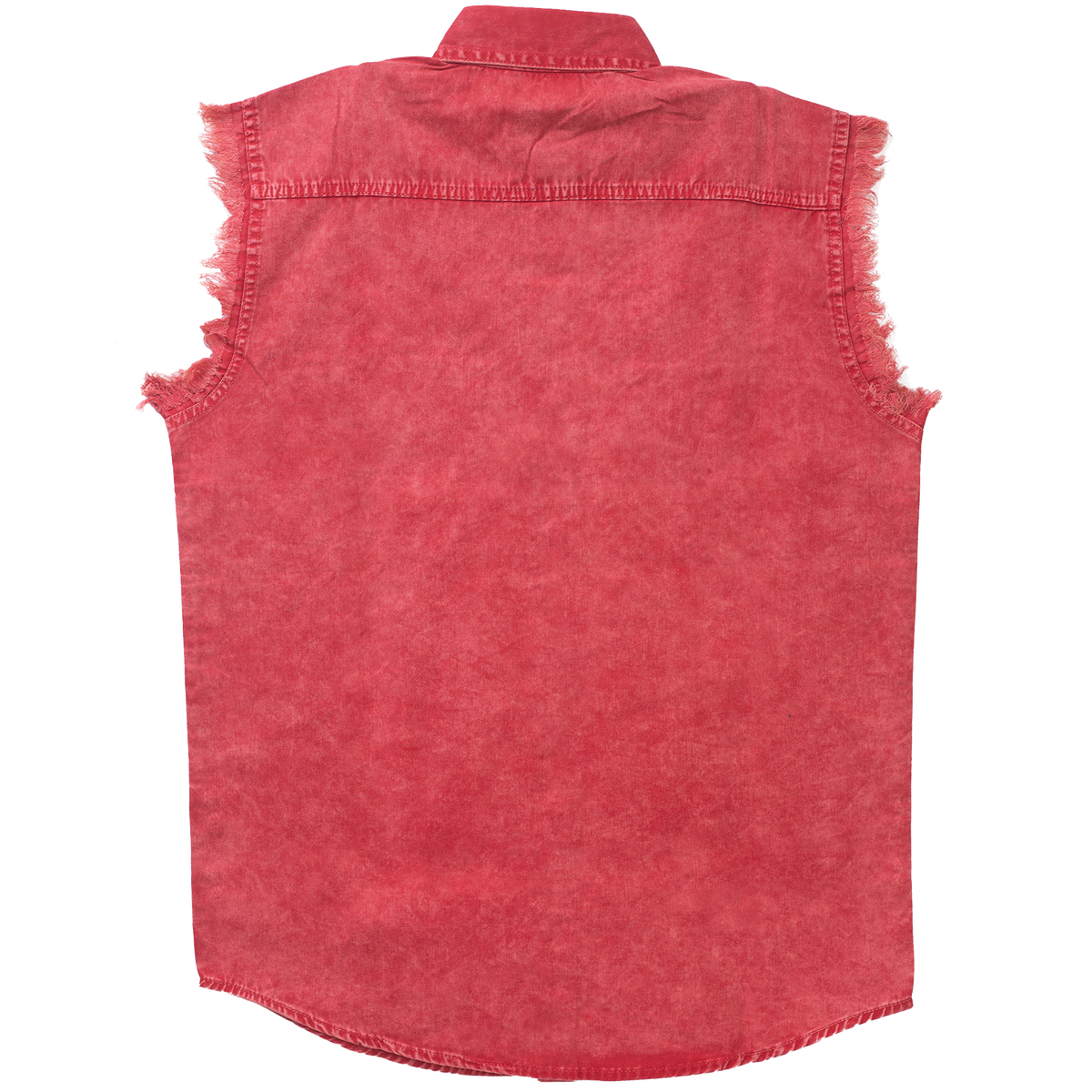 Mens Cutoffs Red Acid Wash Shirt