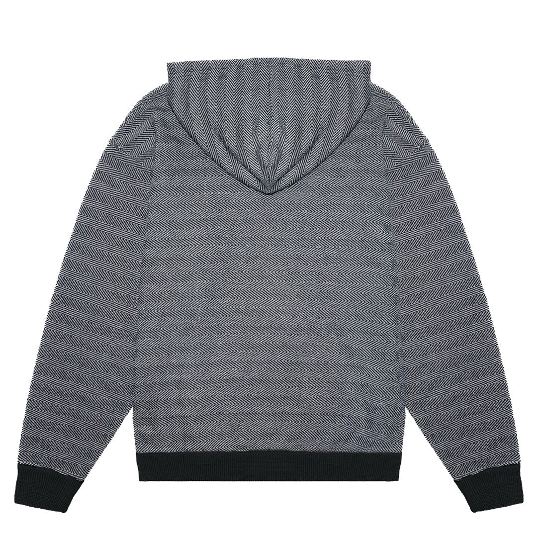 Unisex Black Herringbone Pull Over
