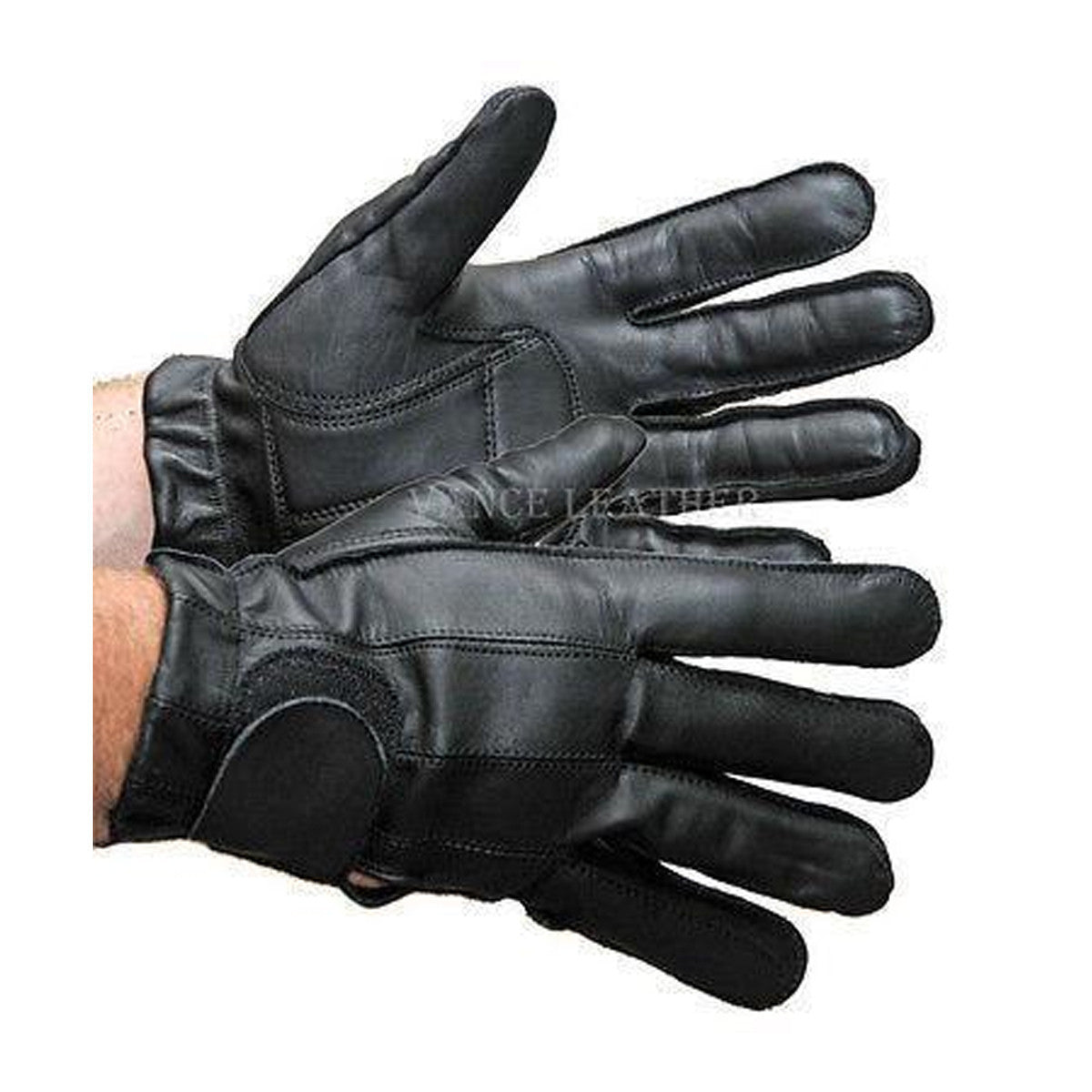 Vance Mens Black Leather Gel Palm Driving Gloves