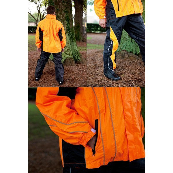Thunder Under RS5020 Men's Hi Visibility Orange and Yellow Motorcycle Rain Gear