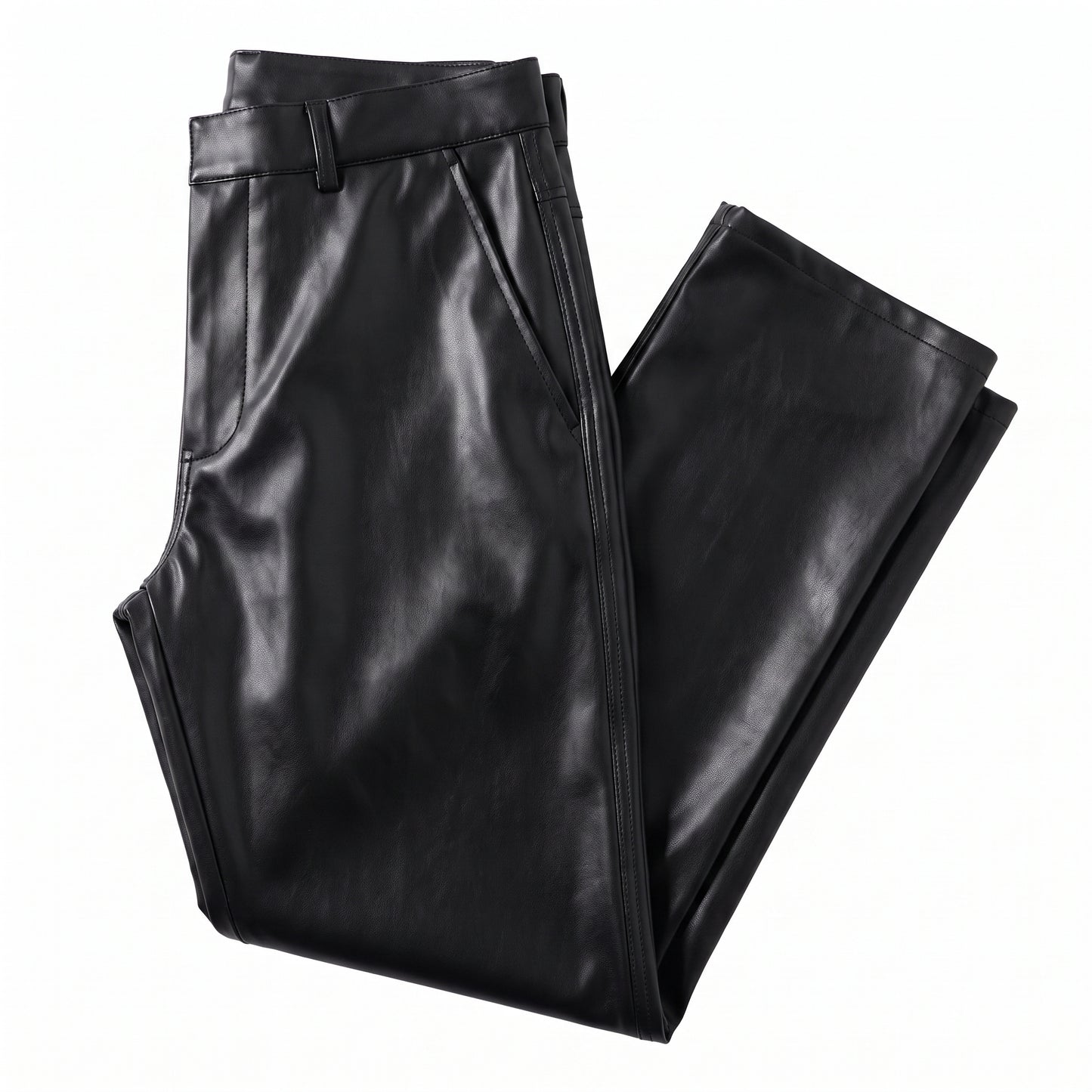 Motorcycle Tie-Down Straps - Men's Leather Pants Straight Fit Elastic