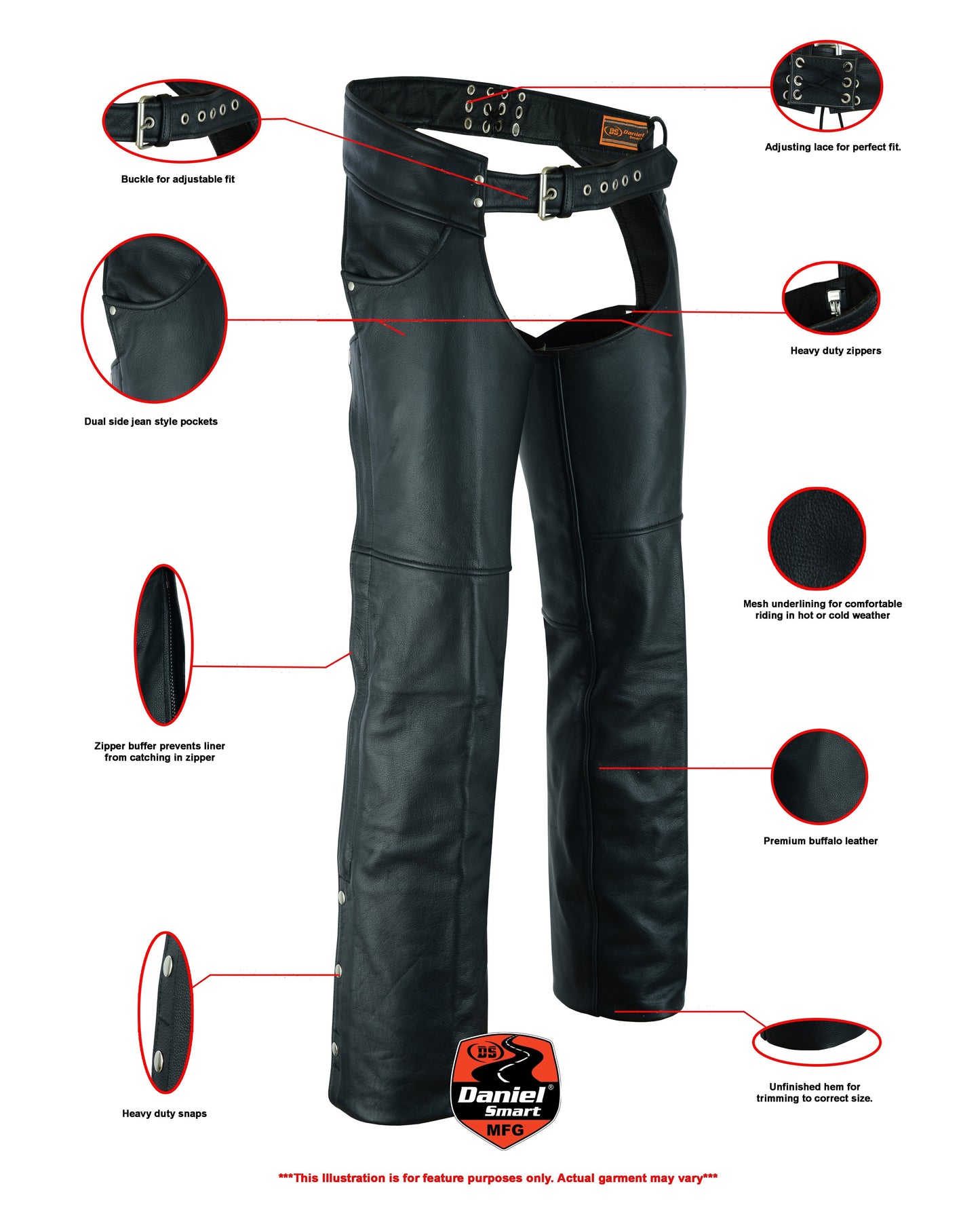 Tall Classic Leather Chaps with Jeans Pockets