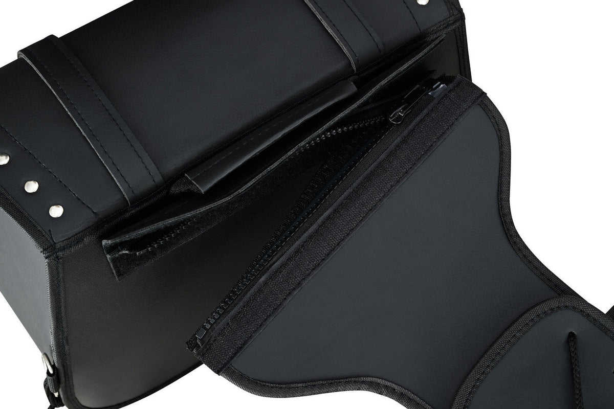 Vance Studded Motorcycle Saddlebags 18L Water-Resistant, Reinforced PVC Fits Honda, Yamaha, Kawasaki, Indian, Harley