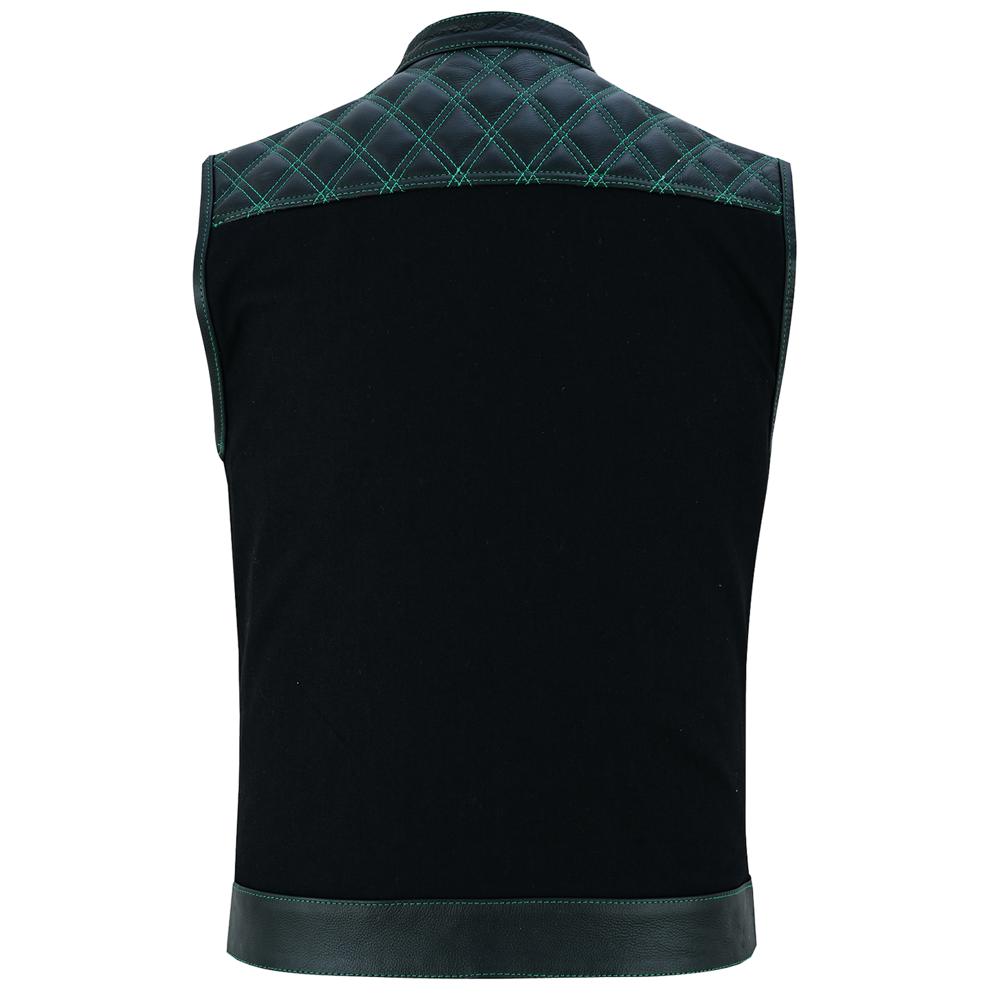Vance Leather Men's Motorcycle Biker Club Vest w/Green Stitching