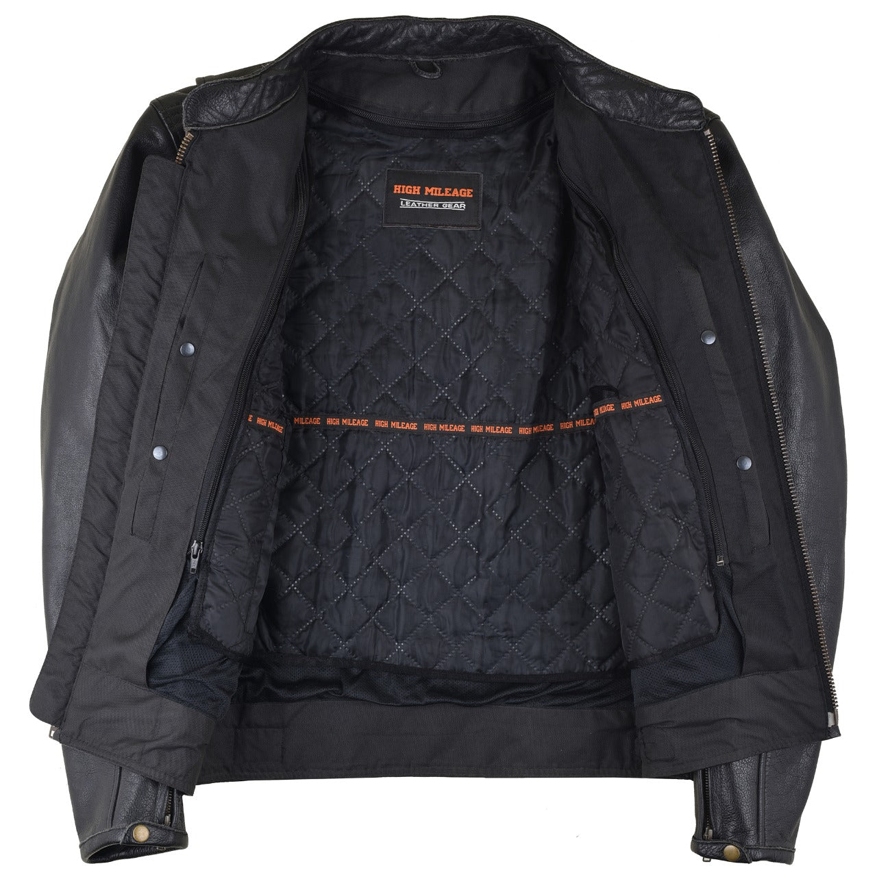 Vance Leather Reflective Skull Premium Cowhide Leather Motorcycle Jacket