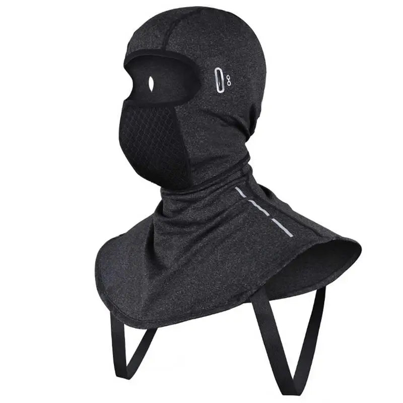 Meet the ALR™ Winter Balaclava Neck Warmer, a versatile black winter accessory with a mesh mouth area and adjustable straps, ideal for outdoor sports. It also functions as a neck warmer, ensuring warmth and comfort in cold conditions.