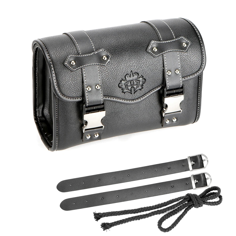 Leather Motorcycle Bag - Fork Saddlebag Universal PU Tool