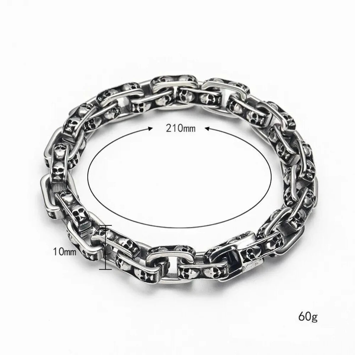 Stainless Steel Biker Skull Link Bracelet
