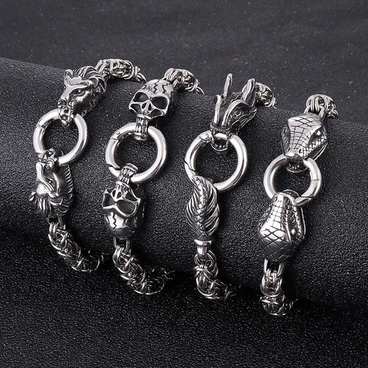 ALR™ Stainless Steel Skull Wolf Head Dragon Bracelet