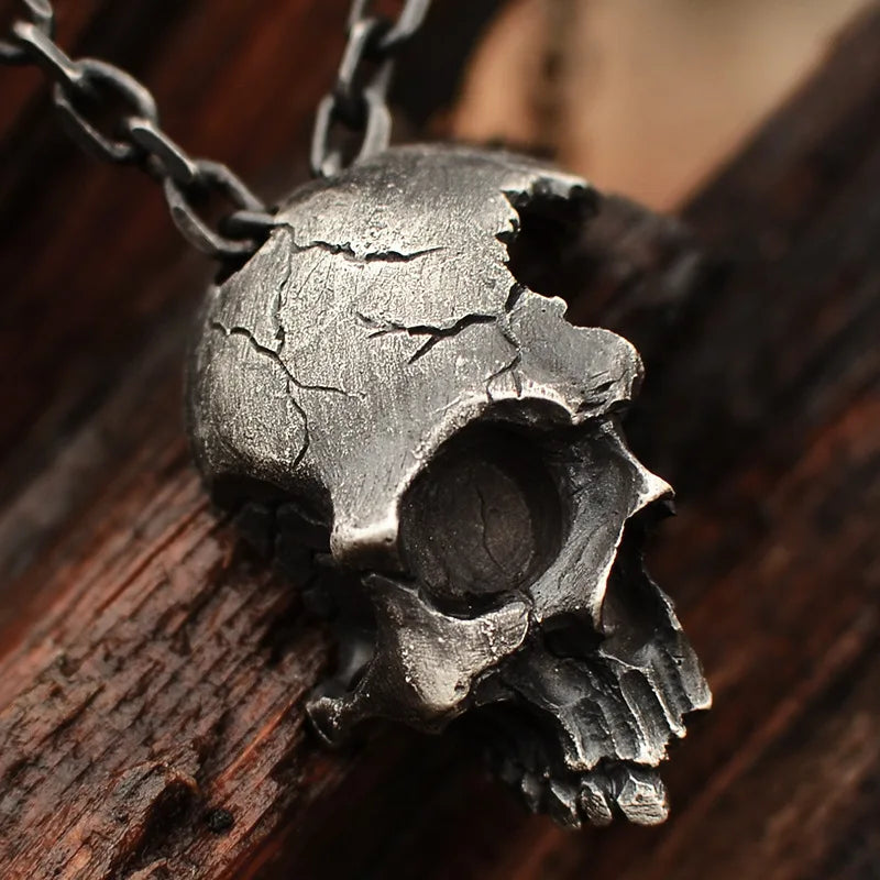 Vintage Half face Skull Necklace