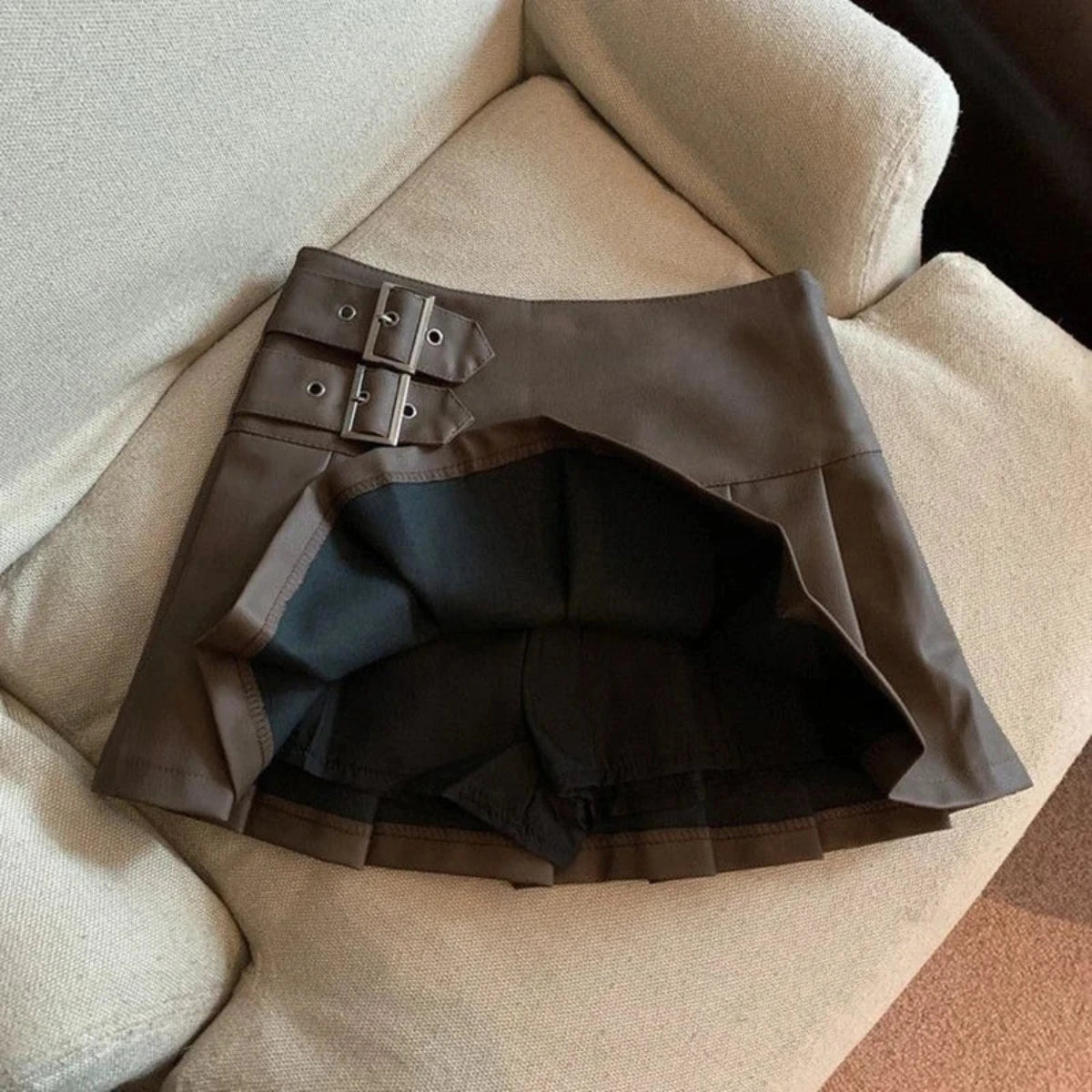 Alr™ Women's High-Waist Pleated Leather Mini Skirt