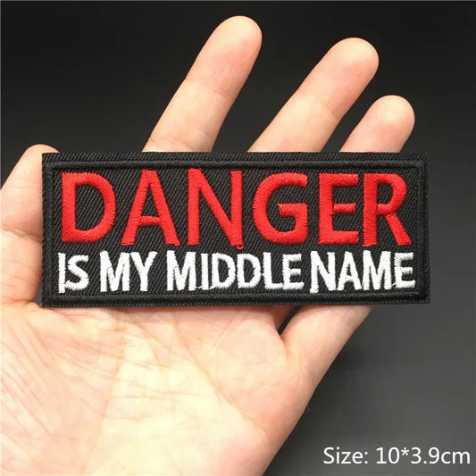 Alr™ Embroidered Iron-On Patch, Danger Is My Middle Name