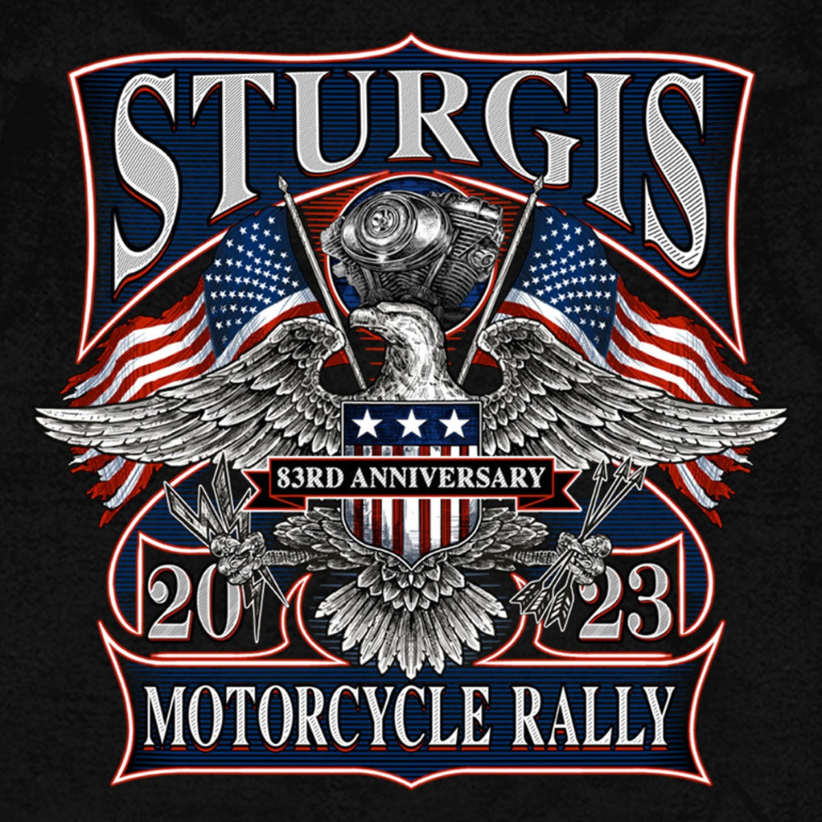 Limited Edition Sturgis 2023 Hot Leathers Men's Sturgis 2023 Vintage Patriot Hoodie.