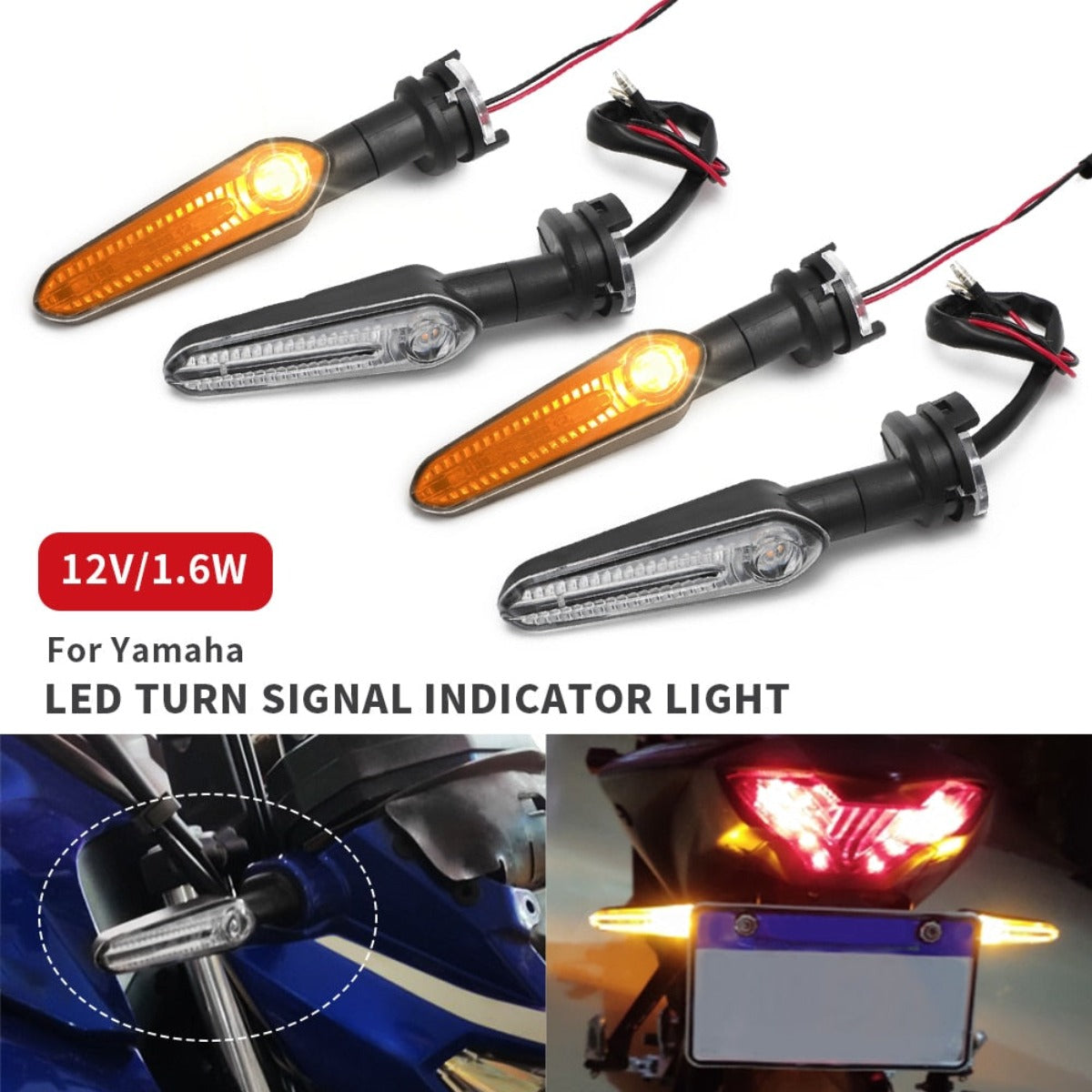 Motorcycle Turn Signal Front/Rear Indicator Flasher Light for Yamaha