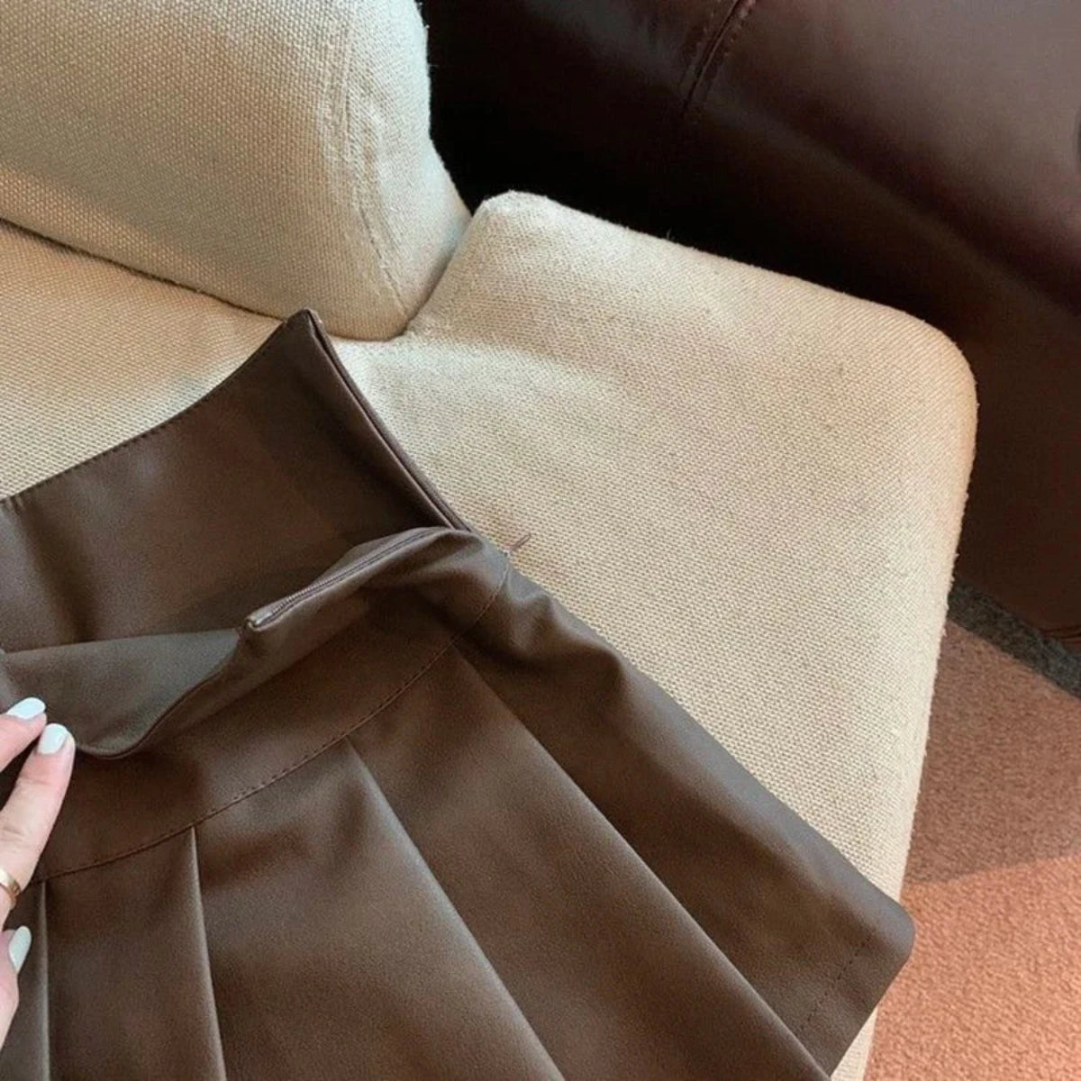 Alr™ Women's High-Waist Pleated Leather Mini Skirt
