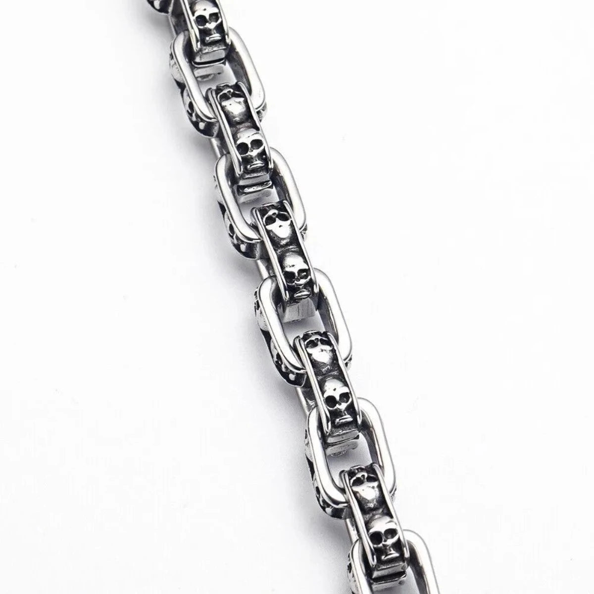 Stainless Steel Biker Skull Link Bracelet