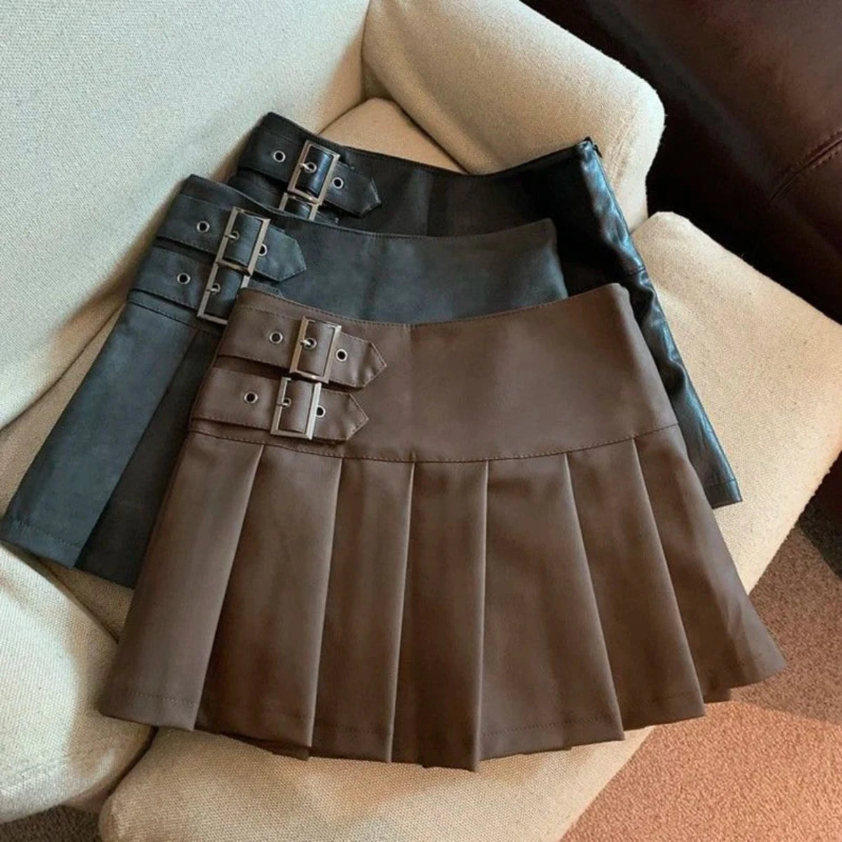 Alr™ Women's High-Waist Pleated Leather Mini Skirt
