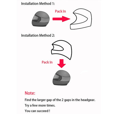 Instructional diagram showing two methods for installing a Cool Motorcycle Helmet Cover - Blue Elmo, emphasizing the location of the larger gap for correct alignment.