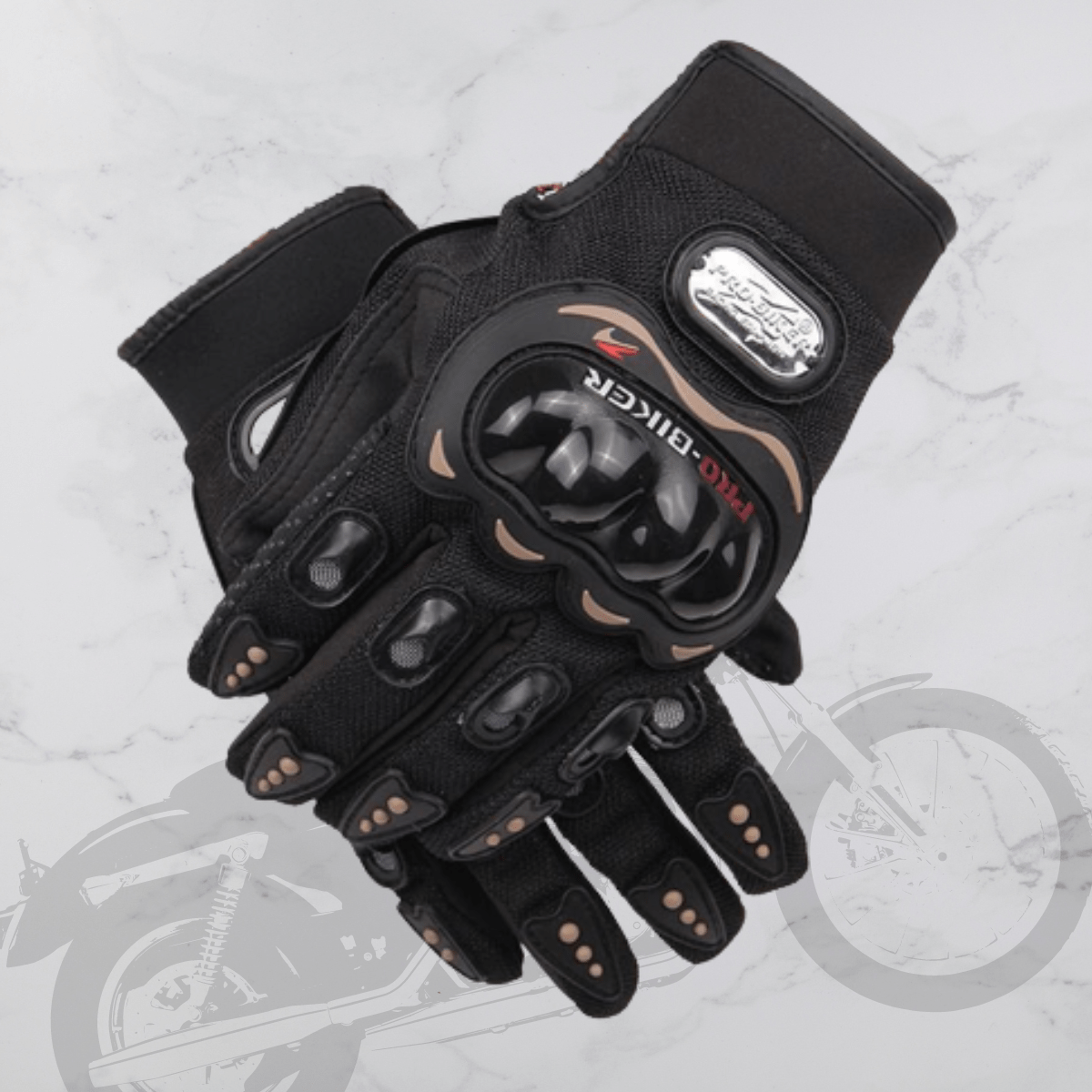 A Cool Motorcycle Body Armor Set on a marble surface for safety.