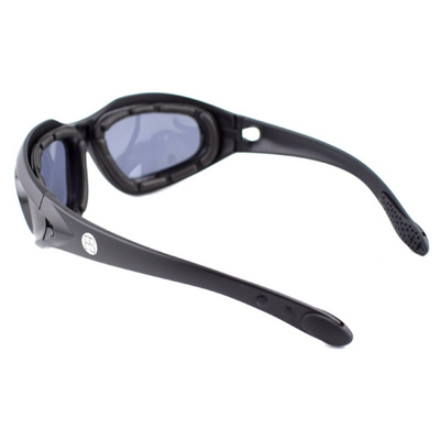 A pair of Classic Daisy Biker Motorcycle Sunglasses with polarized lenses, providing excellent protection.