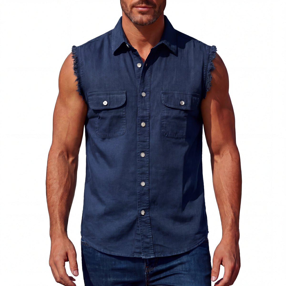 Mens Cutoffs Dark Blue Shirt