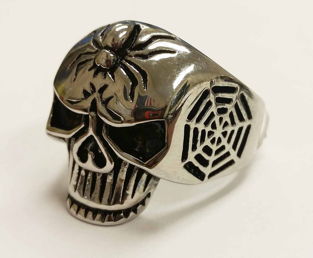 Stainless Steel Men's Spider Skull Ring