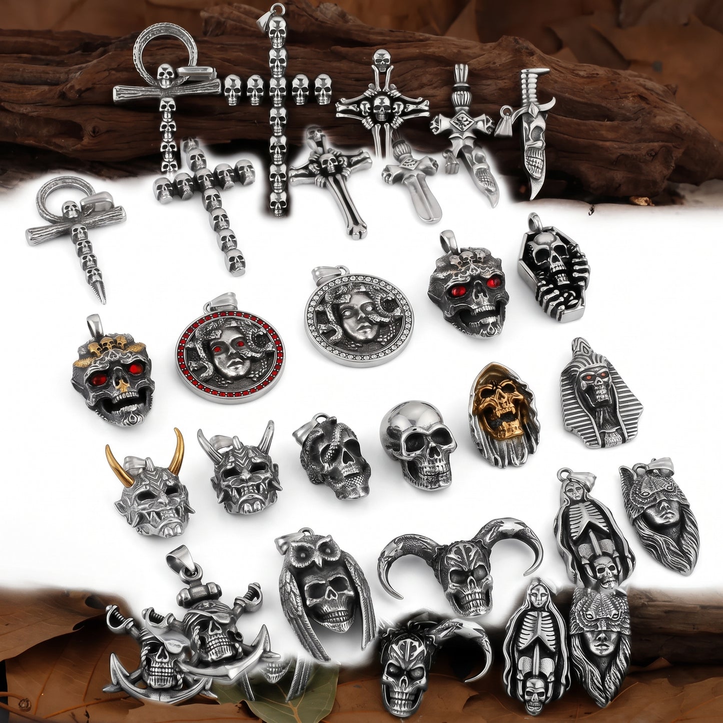 Stainless Steel Biker Ring - Stainless Steel Neo-gothic Fashion Skull