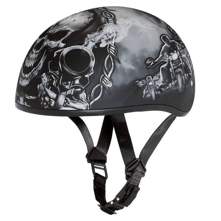 Daytona D.O.T. Motorcycle Skull Cap Half Helmet w/ Guns