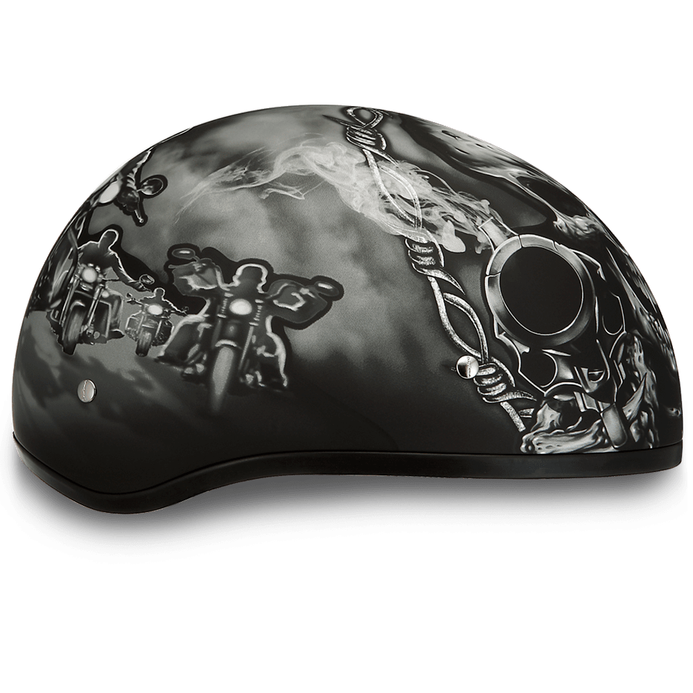 Daytona D.O.T. Motorcycle Skull Cap Half Helmet w/ Guns