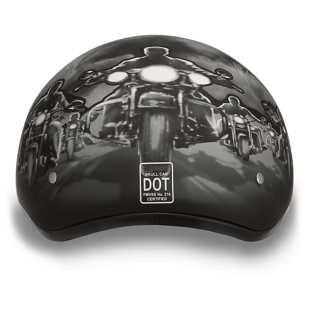 Daytona D.O.T. Motorcycle Skull Cap Half Helmet w/ Guns