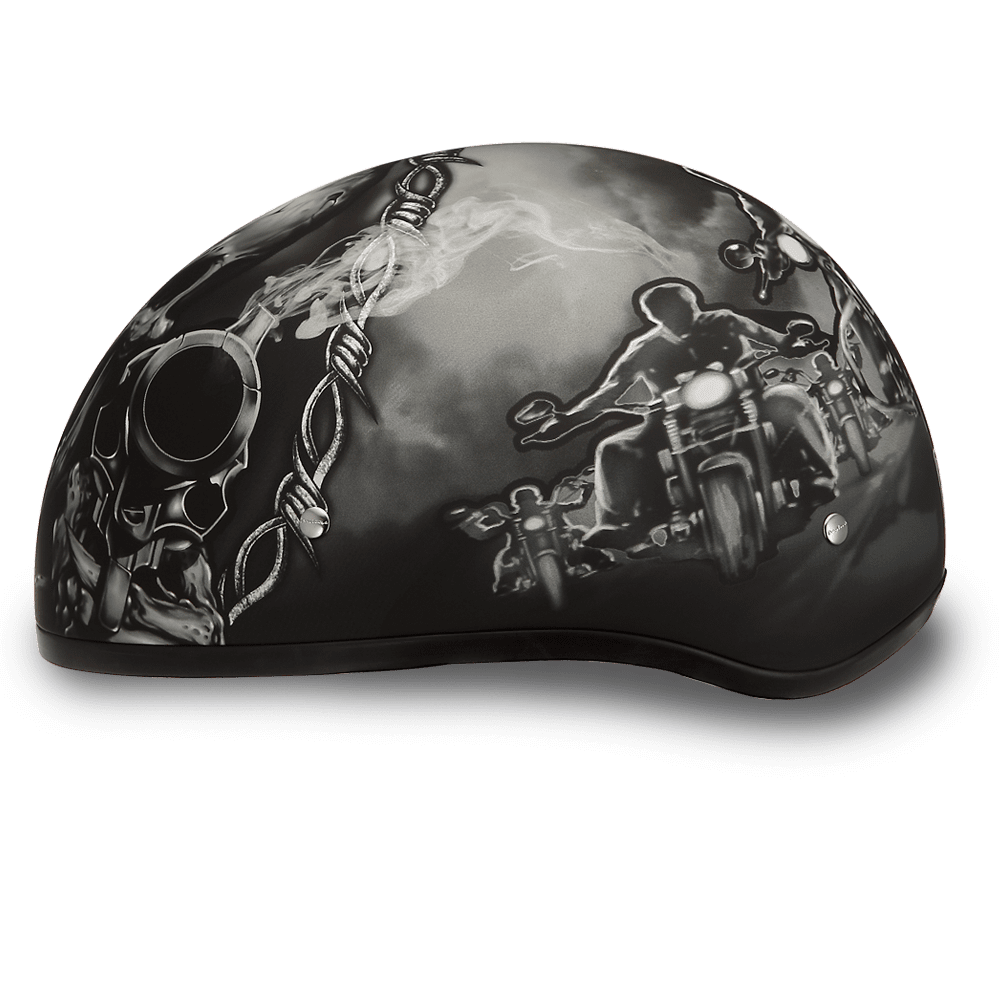 Daytona D.O.T. Motorcycle Skull Cap Half Helmet w/ Guns