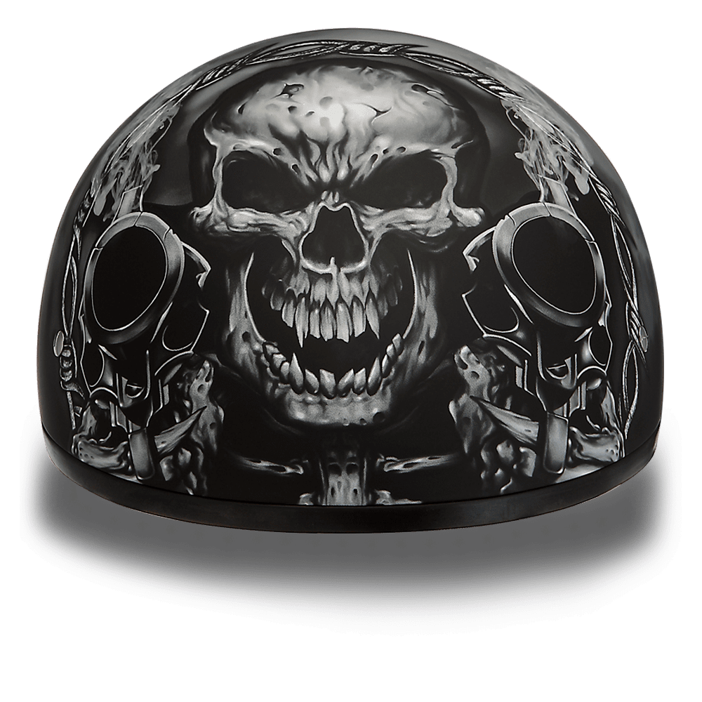 Daytona D.O.T. Motorcycle Skull Cap Half Helmet w/ Guns