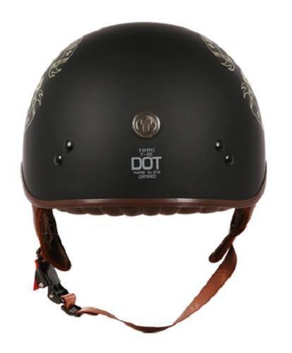D.O.T. Born to Ride Skull Cap Half Shell Motorcycle Helmet, Dull Black