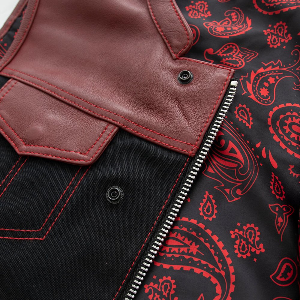 Crusher - Men's Leather/Canvas Motorcycle Vest - Limited Edition Factory Customs First Manufacturing Company