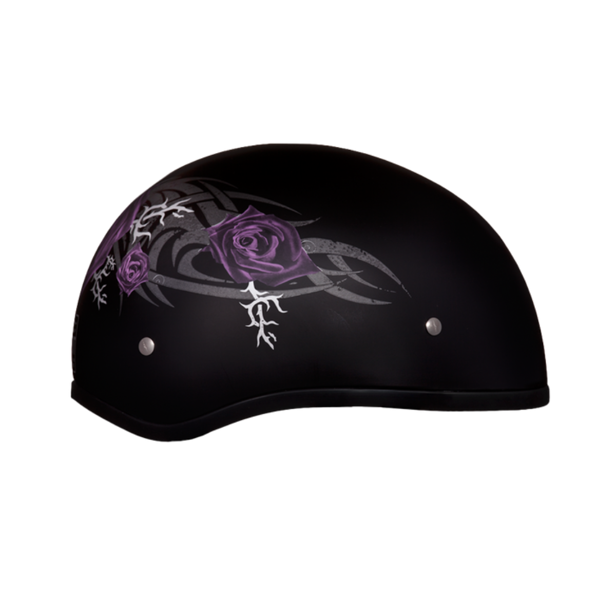 Daytona D.O.T Skull Cap - w/Purple Rose Helmet