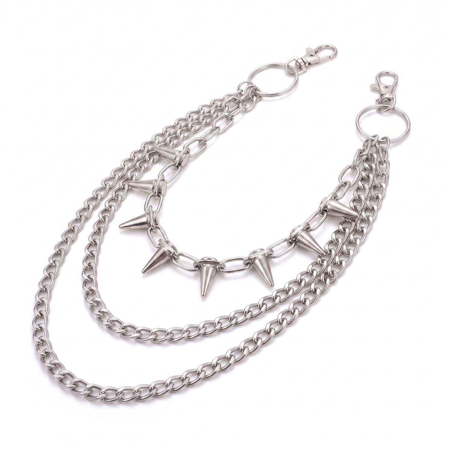 Motorcycle Accessory - Layered Punk Steet Spike Rivet Metal Chain Keyc