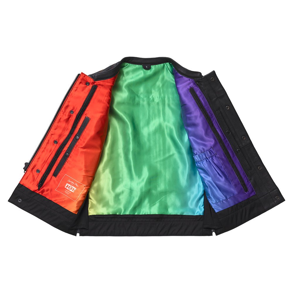 Dio - Men's Leather Motorcycle Vest - Limited Edition Factory Customs First Manufacturing Company