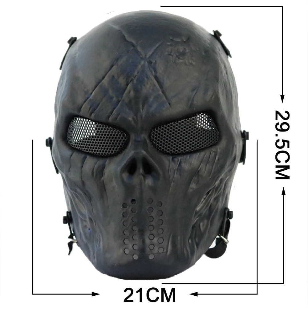 Skull mask size chart 29.5 x 21 cm