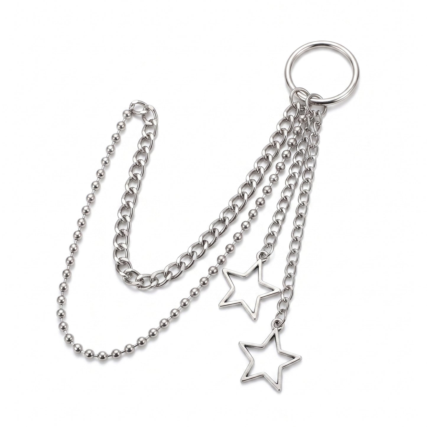 Stainless Steel Biker Ring - Punk Steet Keychains Chain Women Men Moon