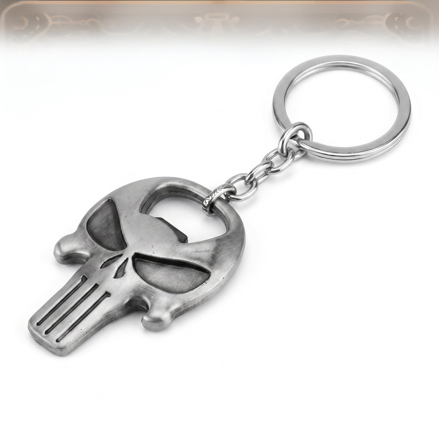 Stainless Steel Biker Ring - Punisher Skull Key Chain Punisher Skeleto