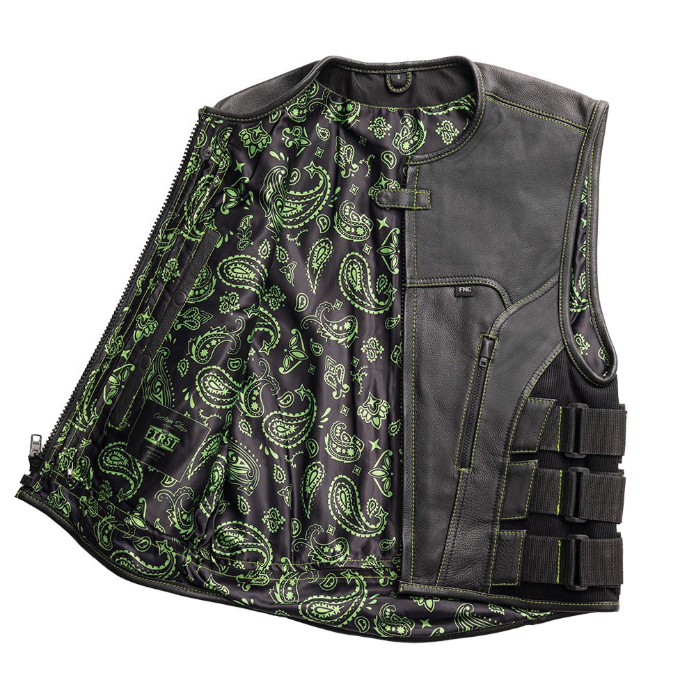 Ninja - Men's Swat Style Leather Motorcycle Vest - Limited Edition Factory Customs First Manufacturing Company
