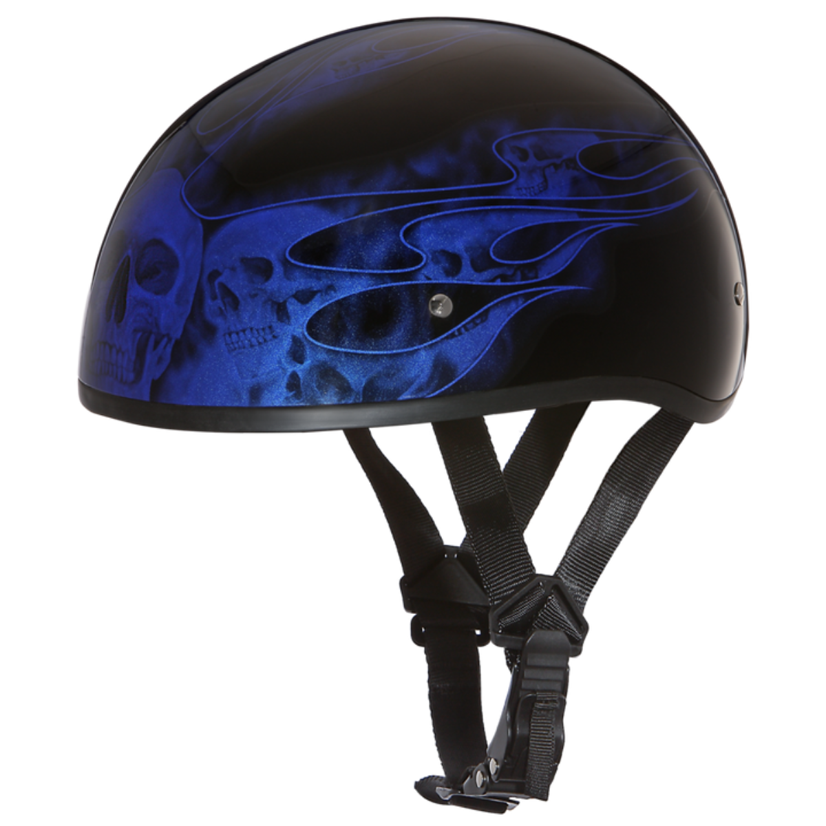 Daytona D.O.T Skull Cap - w/Skull Blue Flame Helmet