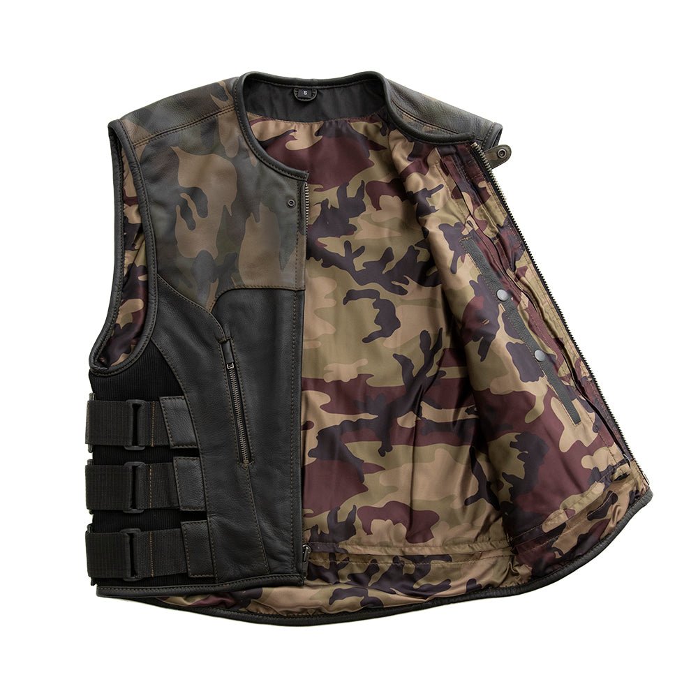 Predator - Men's Swat Style Leather Motorcycle Vest - Limited Edition Factory Customs First Manufacturing Company