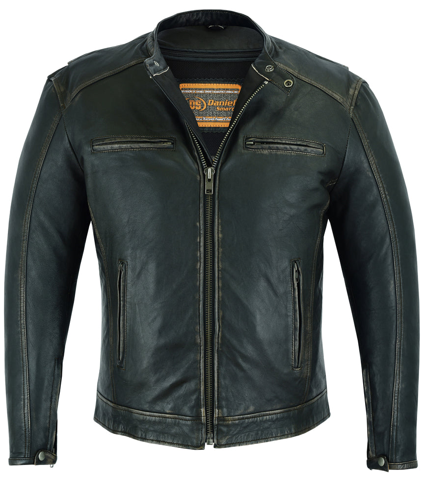 Men's Cruiser Jacket in Lightweight Drum Dyed Distressed Naked - Olive