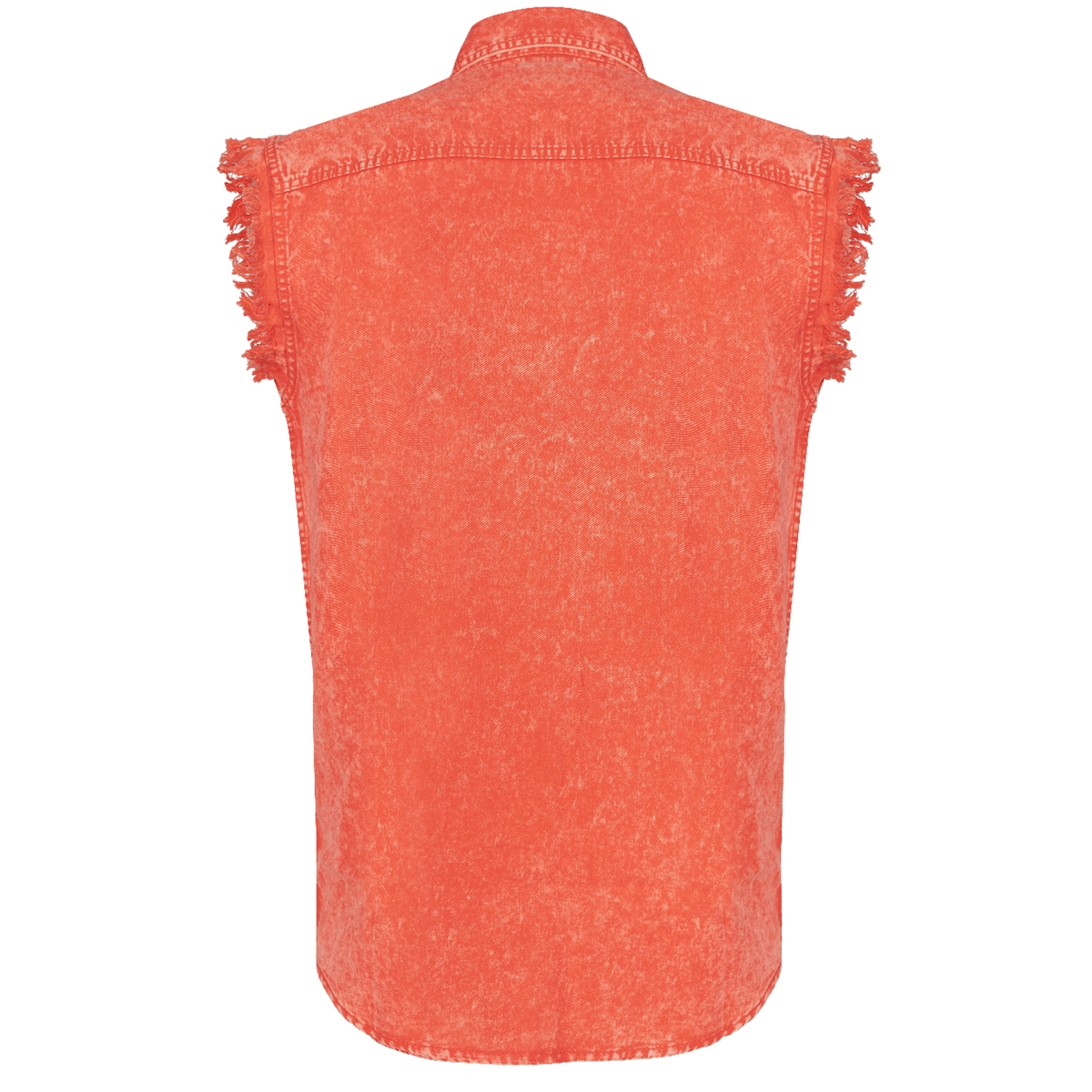 Mens Cutoffs Orange Acid Wash Shirt
