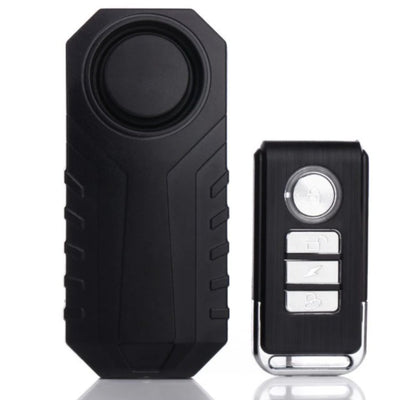 A Motorcycle Waterproof 113dB Wireless Anti-Theft Remote Alarm with two buttons equipped with theft protection.