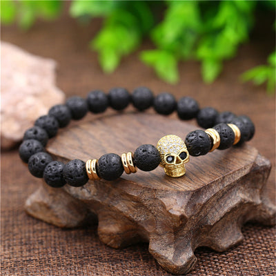 A Skull Bracelet for Bikers, 8 in with a skull on it.